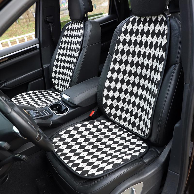 Universal Car Seat Cushion with Jacquard Knitted Diamond Grid - Anti-Slip, Fashionable Car Interior Accessory