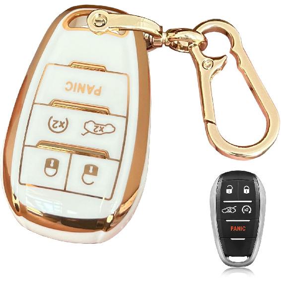 Key Fob Cover for Alfa Romeo Giulia Stelvio Tonale 5 Button Keyless Entry Remote for Car Key Protection Accessory (Pink-Gold)