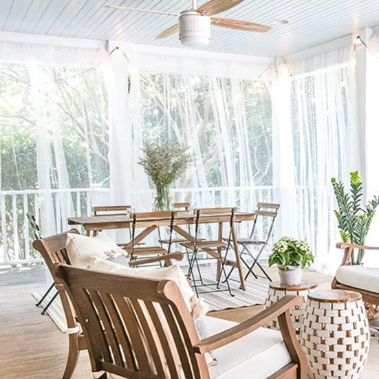 Extra Wide Outdoor Sheer Curtain Breathable Waterproof Voile Mesh Screen Lightweight Privacy Netting for Yard Patio Porch Balcony Pergola