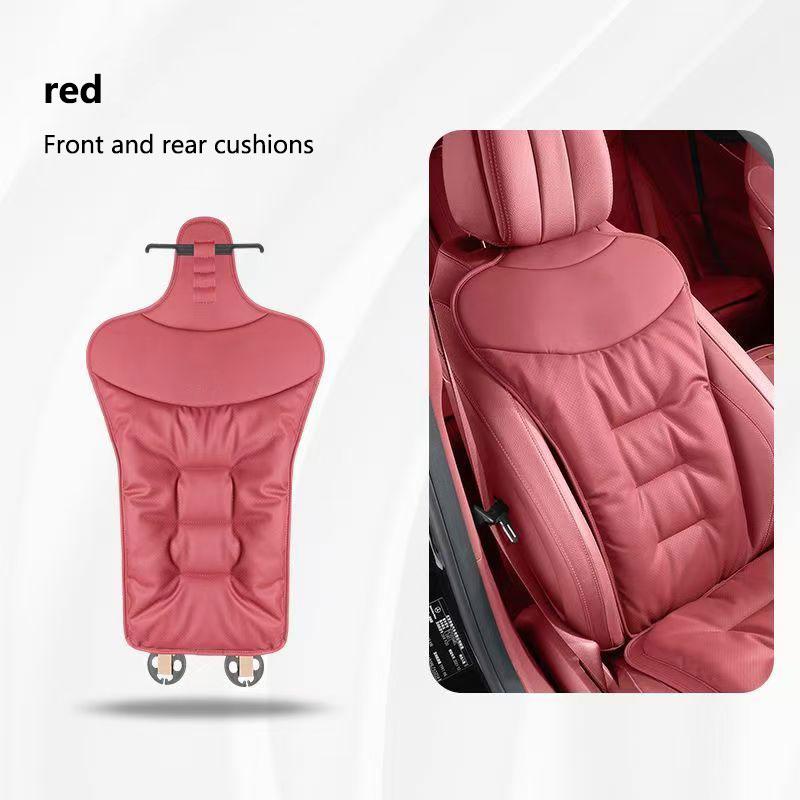 For Tesla Car Cushion Seat Cushion Backrest Single Piece Nappa Leather Breathable Velvet Four Season Universal Auto Interior