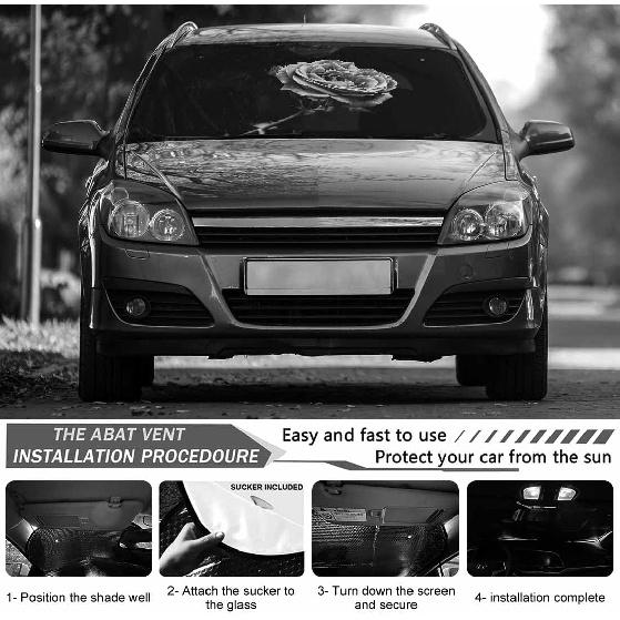 Black And White Flower Windshield Sun Shade Car Front Window Shades For Car Accessories Sun Heat UV Rays Visor For Universal Cars SUV Truck 51 X 27.5