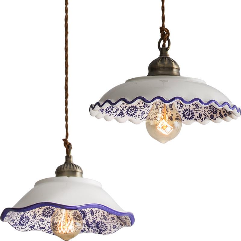 Loft Style Ceramic Vintage Hanging Lamp Beside Dinning Room Restaurant Bar Coffee Home Indoor Decor Pendant Lights