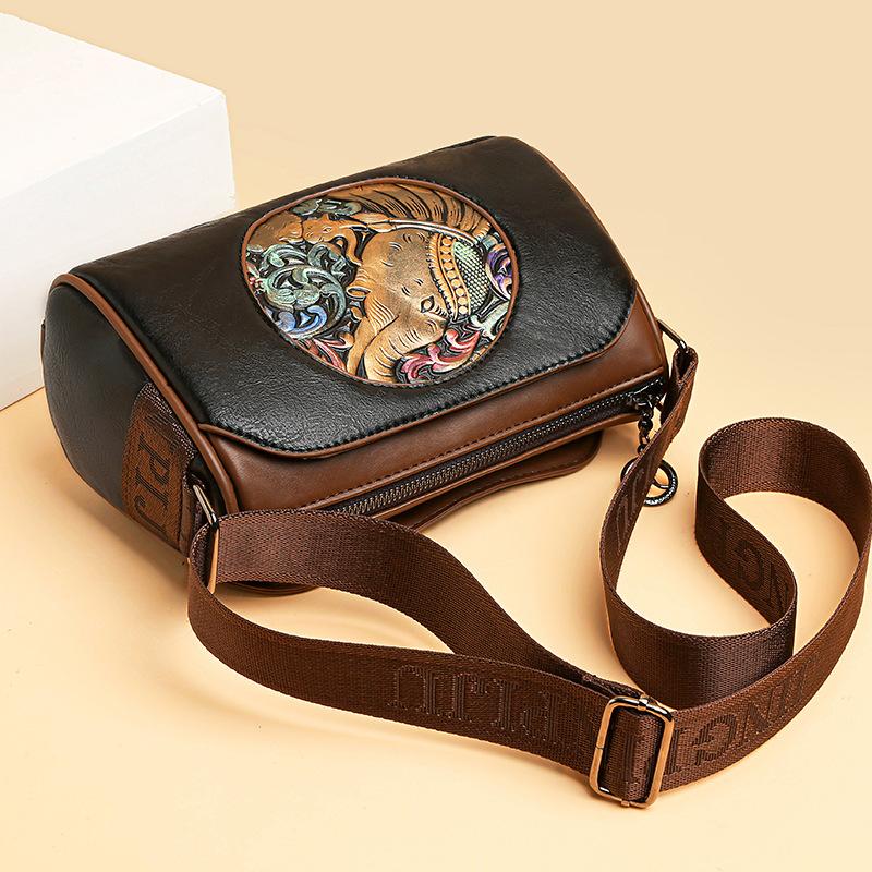Summer Handbag Embossed Single Shoulder Crossbody Women's Bag Cross-border Artistic and Chinese Style Three-layer Pillow Bag