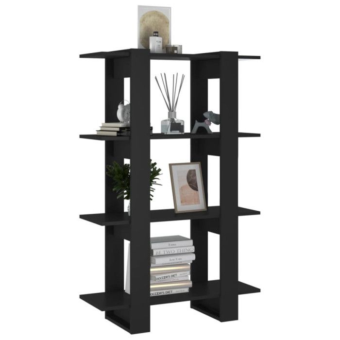 Bibliothèque - Noir - 80x30x123,5 cm - Bois - Contemporain - Meuble de salon