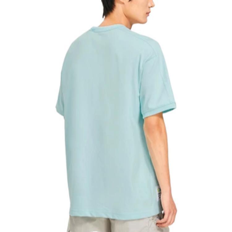 Li Ning Rooovie T Shirts Unisex Ice Clear Blue Crew Neck Moderate Straight Fit AHSSB57-2