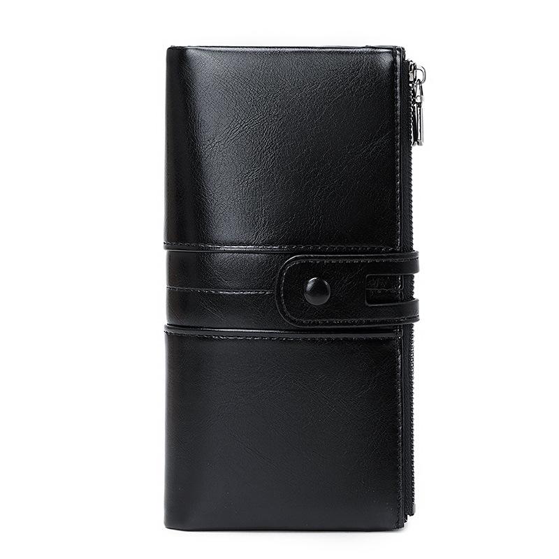 Women's RFID Retro Long Wallet: Large Capacity, Multi-Card Slot & Snap Button Closure Coin Purse