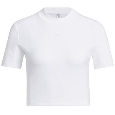 Originals Classics Series Adiclub Crop Top con Logo Monocromático y Cuello Redondo Acanalado Tops para Mujer Blanco IP1787