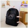 Basic Pink Nylon Student Backpack With Bow Design For School Use