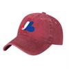 Classic Washed Canvas Baseball Cap with Bold Red White and Blue Logo Design for Casual Streetwear Style and Everyday Wear