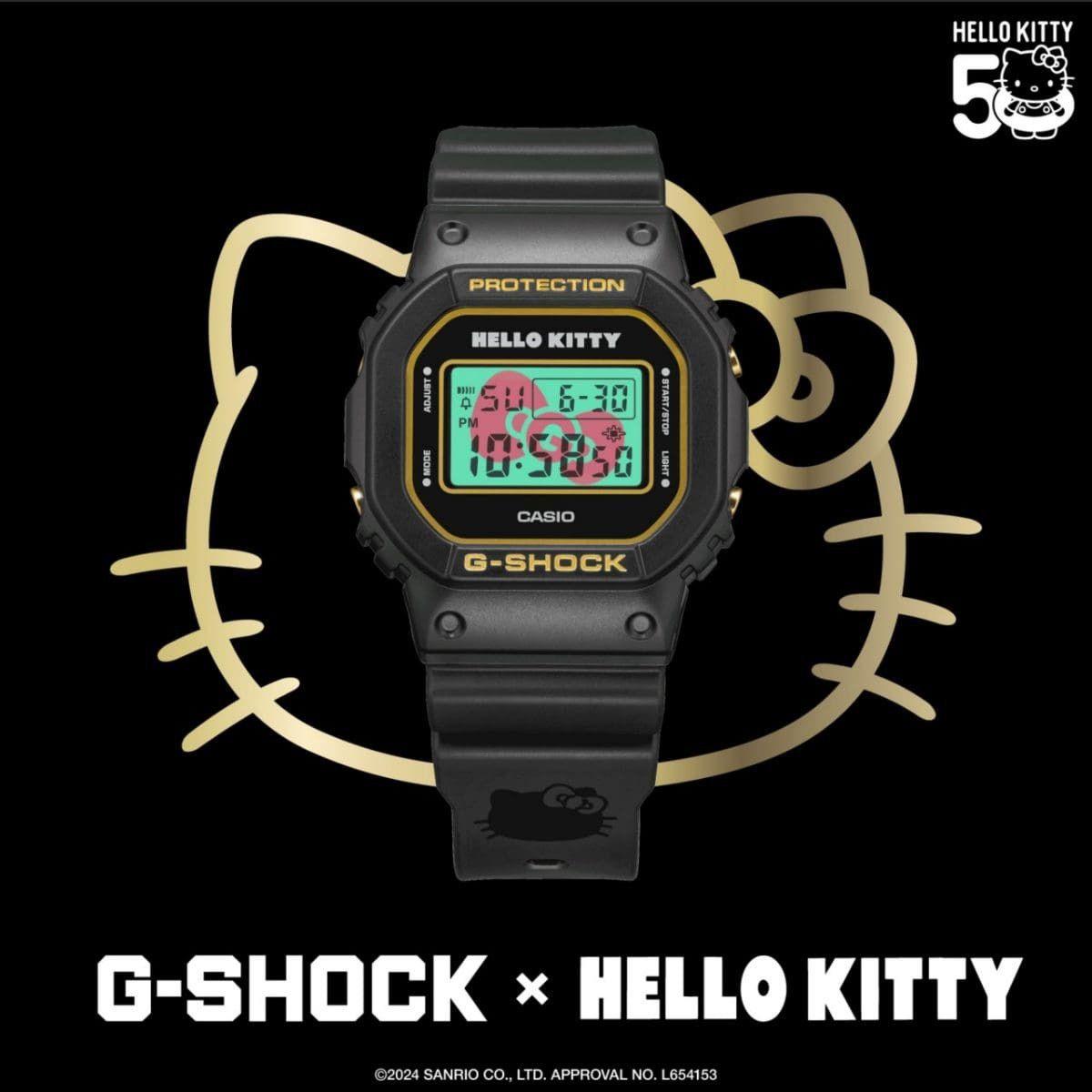 CASIO G-SHOCK модель-коллаборация HELLO KITTY DW-5600KT24-1JR часы черные