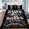3D Printed Guns N R-Roses Band Bedding Set for Boys Girls Duvet Cover Included Twin Queen King Full Single Double Sizes
