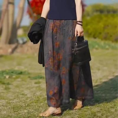 Dames Nieuwe Genaaide Elastische Hoge Taille Mode Geprinte Losse Veelzijdige Casual Rokken