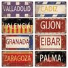 Spain City Metal Sign Licenses Plate Plaque Metal Vintage Tin Sign BARCELONA/MADRID/SEVILLE Flag Bar Pub Man Cave Club Poster