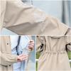 Korean Style Women's Mid-Length Waist-Hugging Waterproof Windbreaker Raincoat for Electric Vehicles