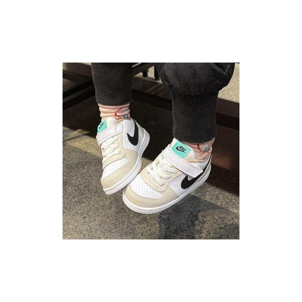 Nike Court Borough Comfortable Sports Durable Breathable Low-Top Sneakers Baby Sneakers Gray White DZ2788-101