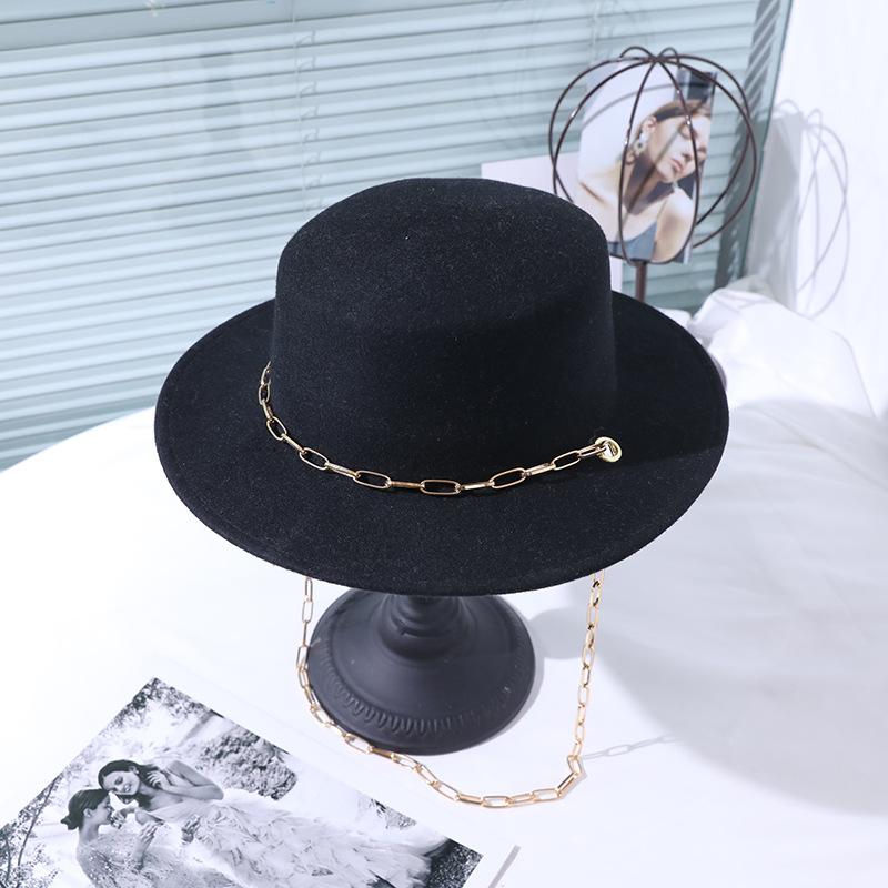 Autumn and Winter New Women's Fashion Versatile Top Hat Retro Simple Elegance Charm Real Wool Felt Hat