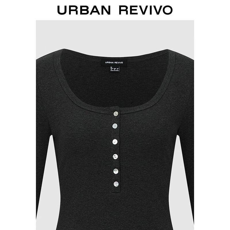 UR Women's Elegant Half-Placket Button-Down A-Line Dress