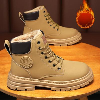 Stivali invernali in velluto Scarpe da lavoro alte da uomo Scarpe da uomo alla moda versatili con suola spessa Scarpe in cotone caldo e spesso Stivali corti