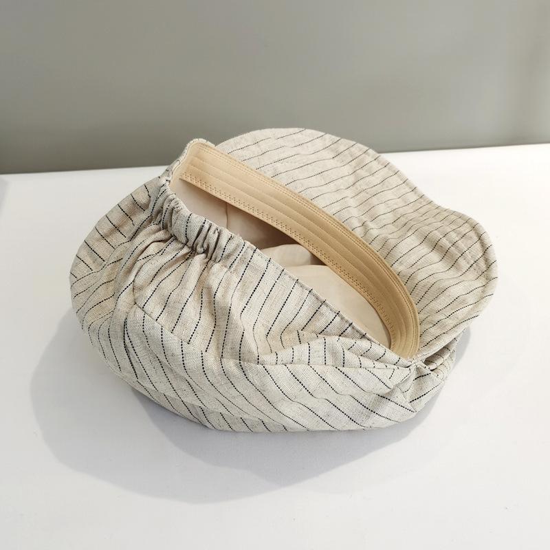 Newsboy Hat Female Niche Designer Striped Pleated Beret Spring And Summer Face Small Retro Sunshade Cap
