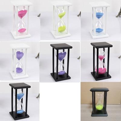 Practical Wooden Glass Sand Hourglass Sand Timer 30/60 Minutes 8 Colors Sandglass Timer Vintage Hourglass Timer Set Office