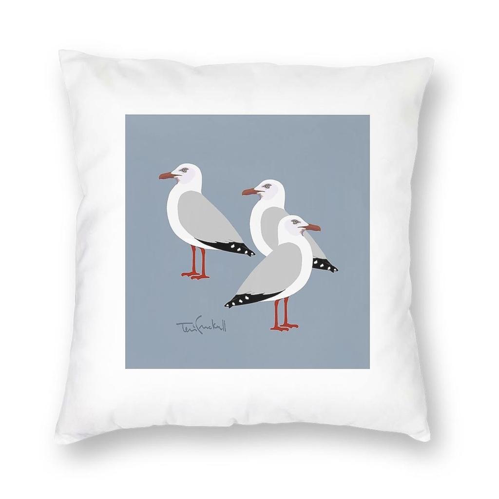 Seagulls Square Pillowcase Polyester Linen Velvet Printed Zip Decorative Sofa Cushion Case