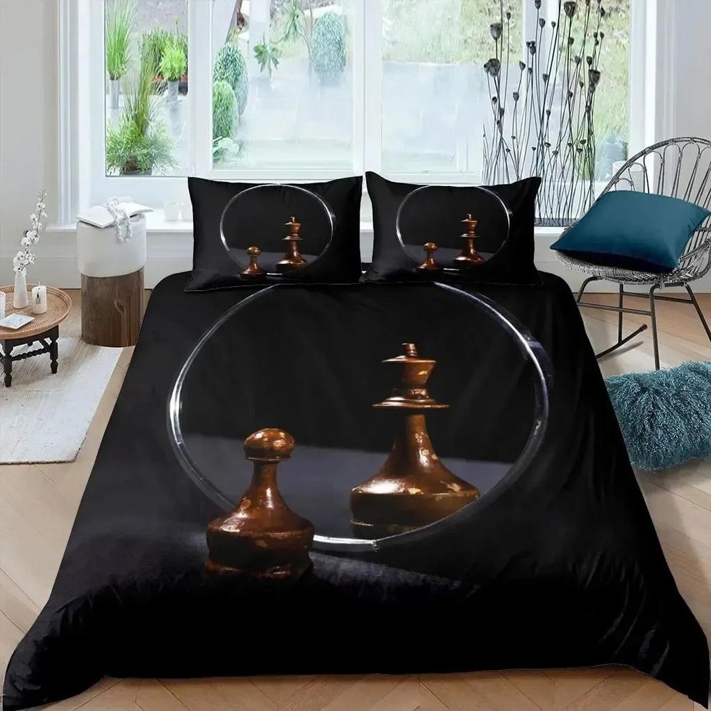 Exquisite International Chess Duvet Cover Set Bedding Set Boy Girl Adult Bedroom Decoration Single Double Large Size 2/3pcs