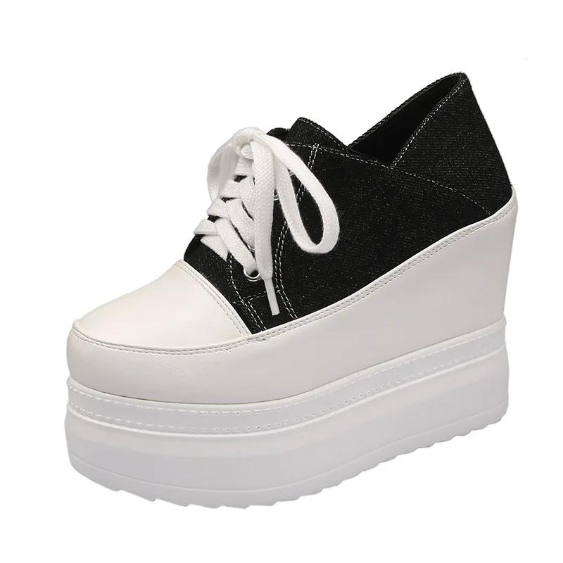 Fashion 11cmNew Style Casual Shoes For Women Ladies Platform Shoes White Shoes Comfortable Sneakers Increase Height By