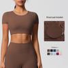 Women's Double-sided Brushed Tight Short-sleeve Yoga and Pilates Sports Top