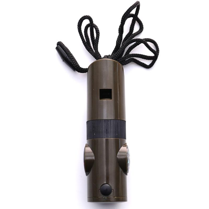 7In1 Emergency Survival Whistle Compass Magnifier Flashlight Thermometer Camping