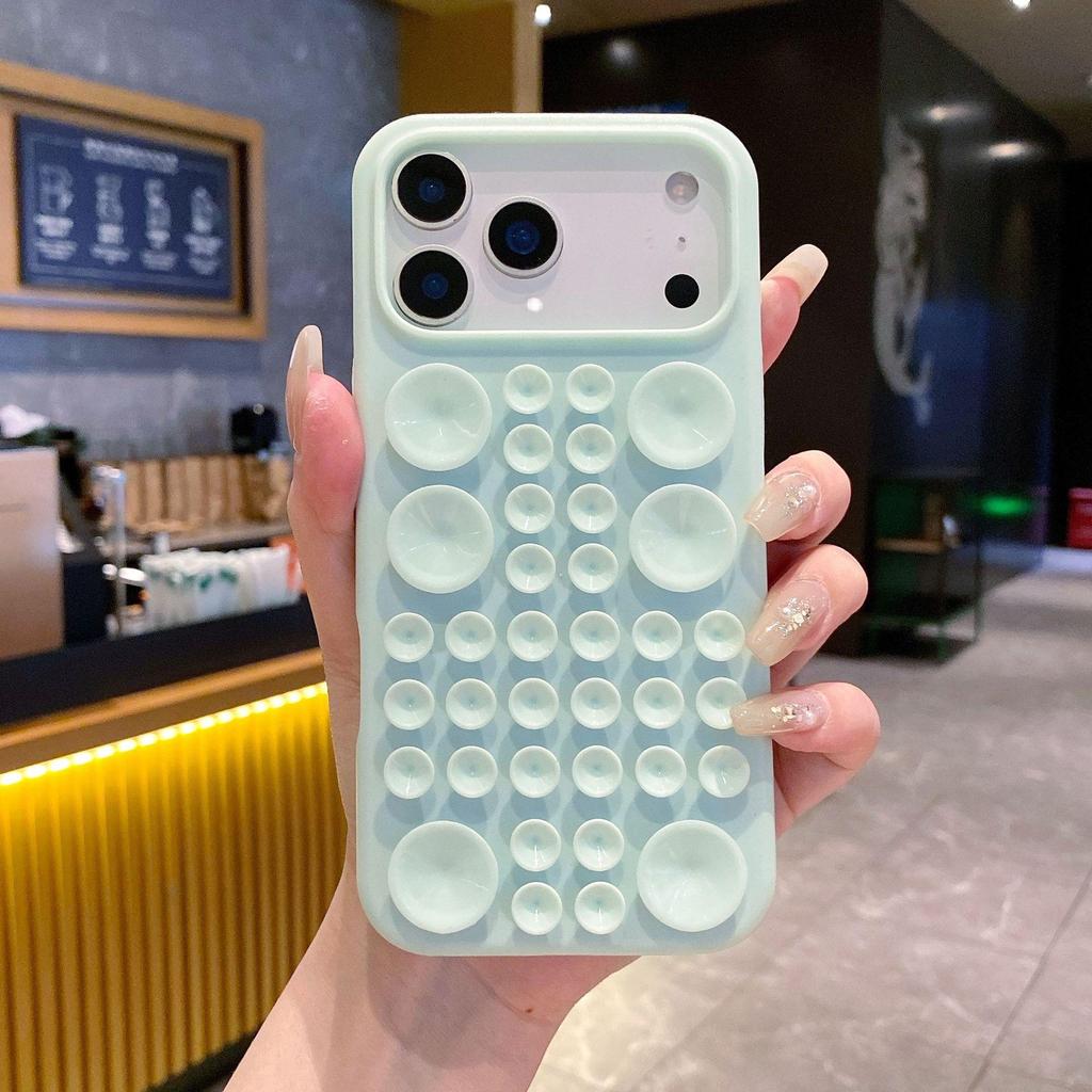 Suction Cup Silicone Case for Apple 15 Pro Max - 3D Liquid Anti-Drop Protection