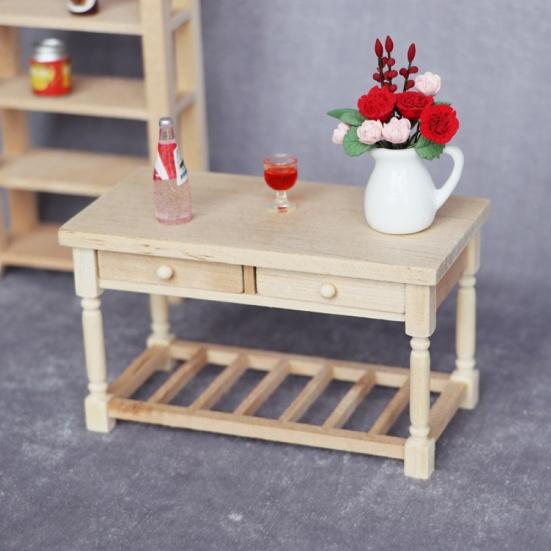 1/12 Dollhouse Mini 2-drawer Dinning Table Furniture Model Kitchen Scene Decor