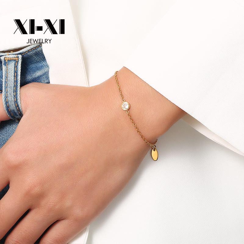 Stainless Steel Women's Diamond-Inlaid Adjustable Titanium Bracelet