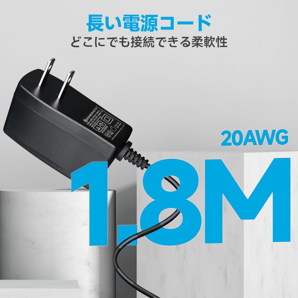 [PSE Certified] ANLINK 5V 2A2000mA Power Adapter, AC 100-240V 5060Hz To DC 5V 2A2000mA 10W 5.5x2.1mm Wall Charger, Center Positive, 1.8M 20AWG Long