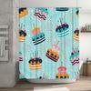 Charming Birthday Party Blue Waterproof Bathroom Shower Curtain With Cake Pattern Decoration Home Decor Accessories 72X84 Inches