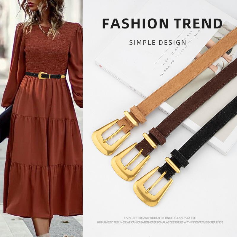 

Женский кожаный ремень Niche Design Matte Velvet Retro Jeans Belt Women 110cm