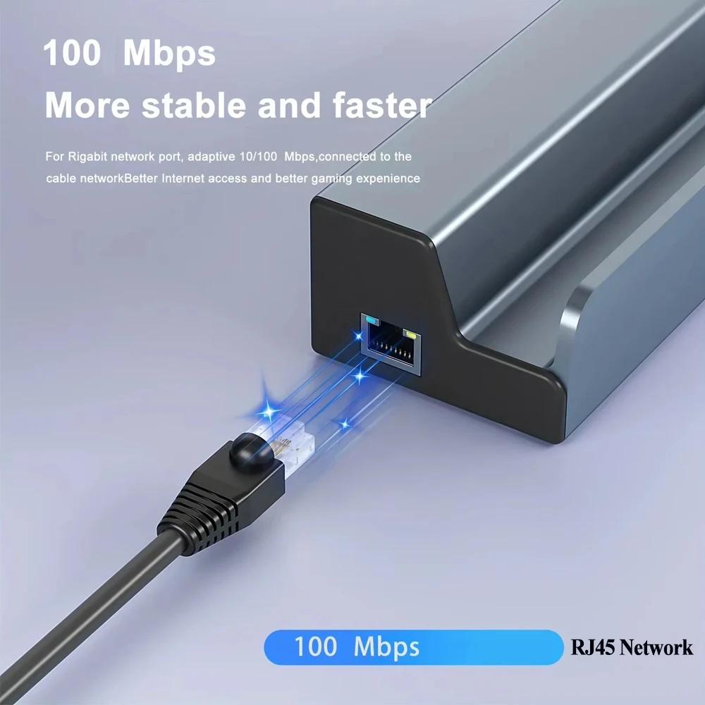 6-in-1 Steam Deck Dock Deck/Rog Ally Docking Station Stand USB 3.0 HDTV 4K@60Hz Gigabit Ethernet PD 100W Hub