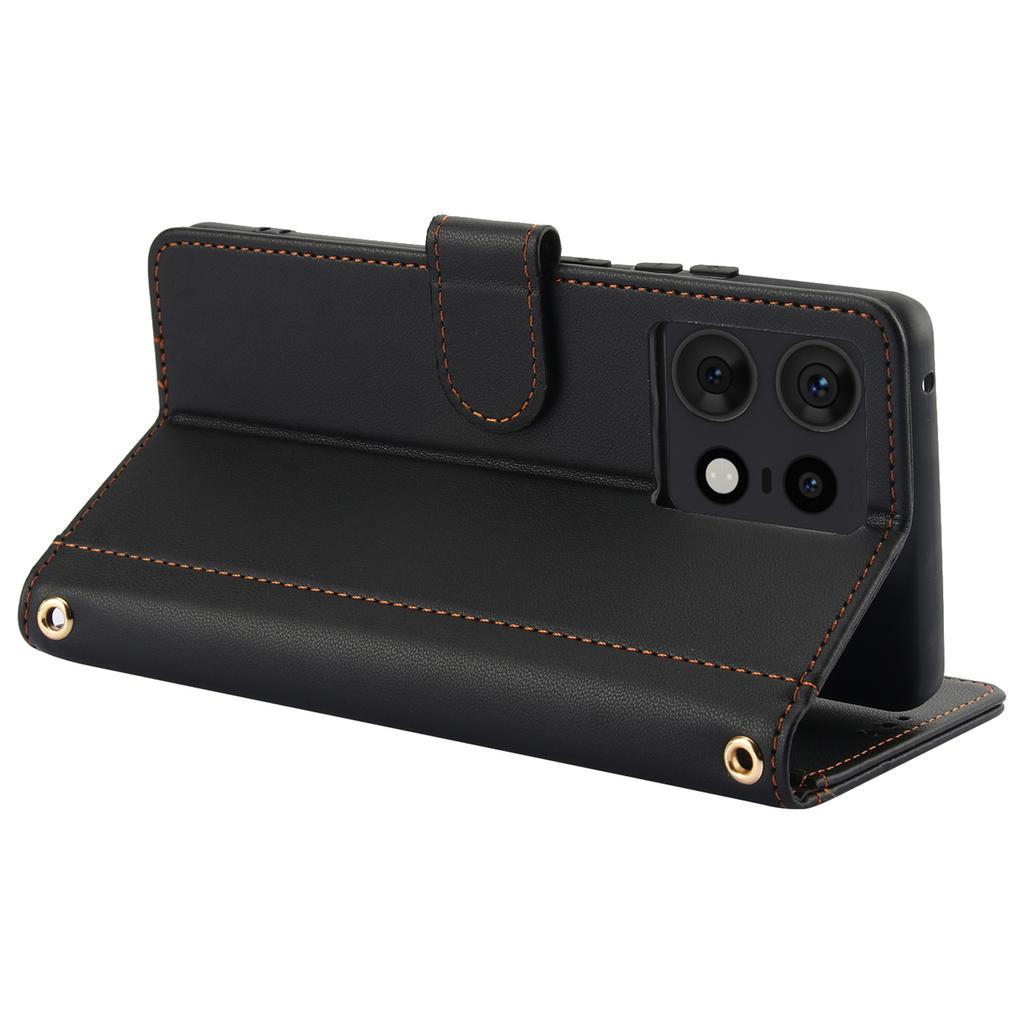 SY-003 For Motorola Edge 50 Pro 5G Case PU Leather Stand View Phone Wallet Cover with Hand Strap