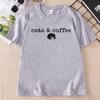 Cats and Coffee Lover Tee Unisex Funny Black Cat Tshirt Casual Round Neck Printed Graphic Tee Summer Cotton Shortsleeve Tee