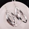 1 Pair Drop Earrings Skin-friendly Corrosion Resistant Alloy Anti-fade Long Chain Leaf Earrings for Women