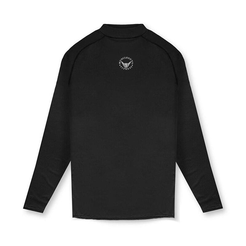 Muscleguys New Arrivals Spring and Autumn Training Slim Fit Thin Bottoming Tees High-neck Men’s Fitness Clothing