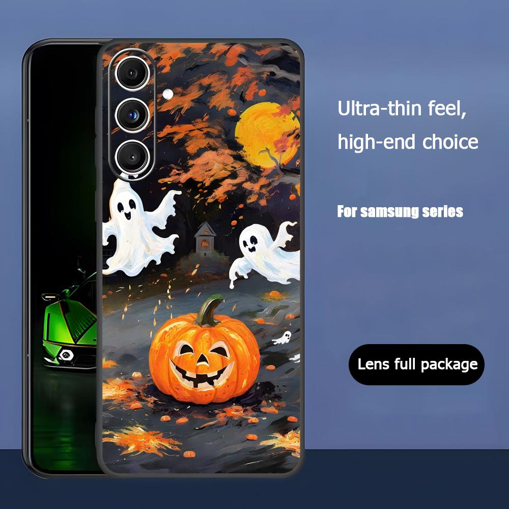 

Halloween ghost garden Art Phone Case For Samsung Galaxy S26 S25 S24 S23 S22 S21 Plus Ultra Note20 Soft Black Galaxy S21 Ultra 5G