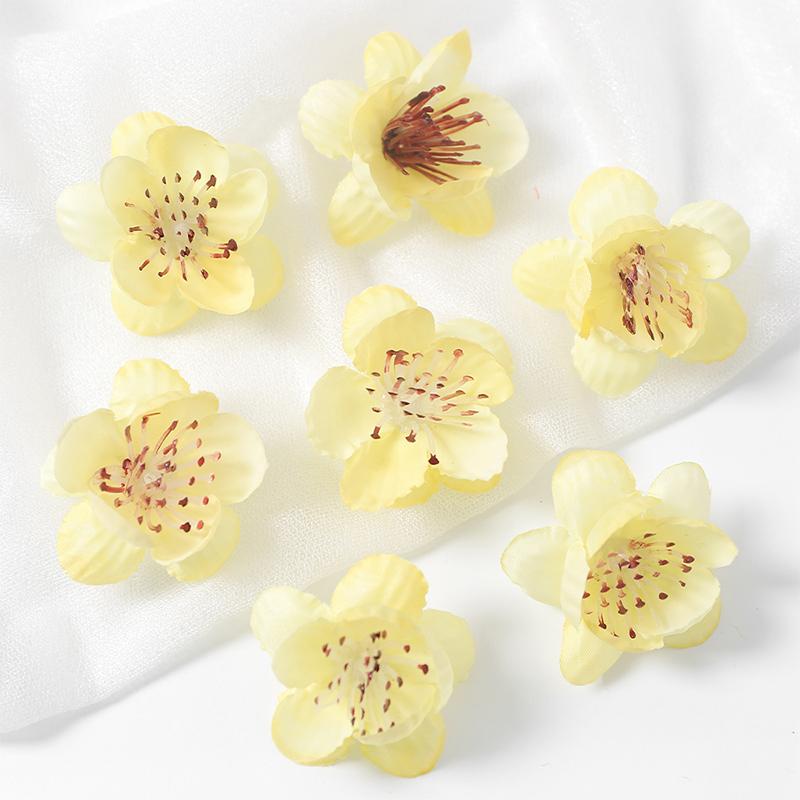 10/20Pcs 4cm Silk Peach Blossom Petals Simulation Cherry Blossom Flowers Heads for Home Room Dceor Bridal Wedding Decoration