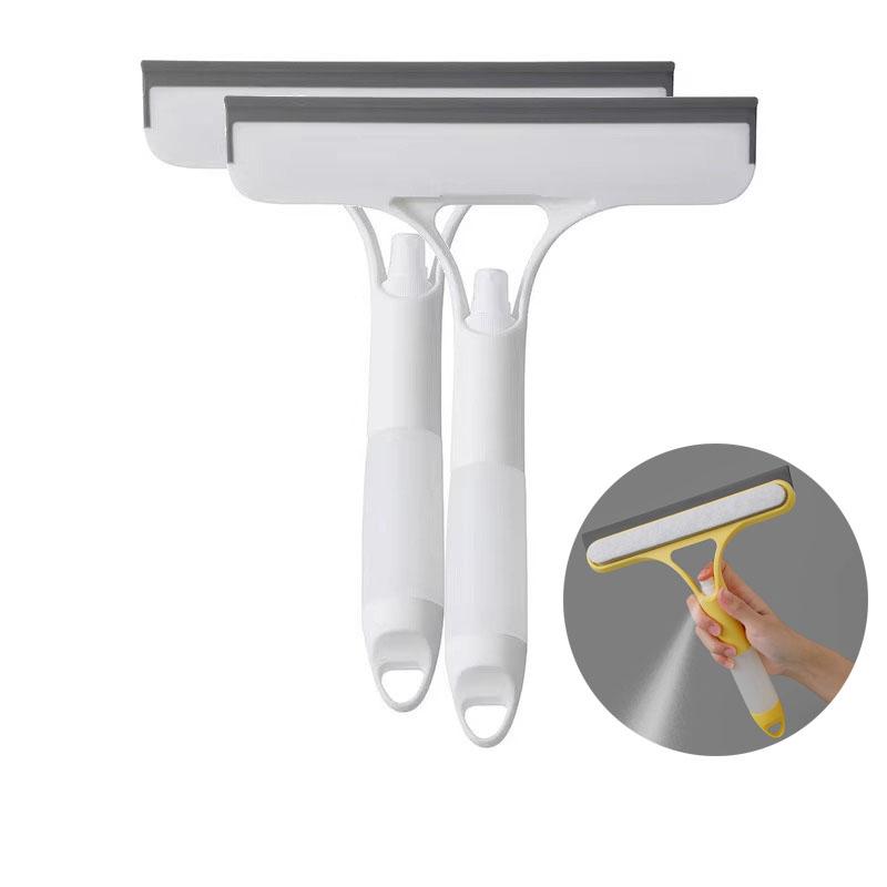 3 In 1 Window Cleaning Squeegee Multi Function Glass Mirror Wiper with Spray Bottle Microfiber Scrub Household Car Cleaner Tools