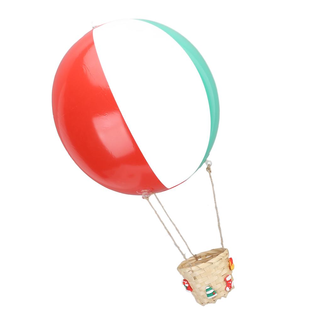 Hot Air Balloon with Rattan Basket PVC Colored Hanging Air Balloon Decoration for Christmas Decor