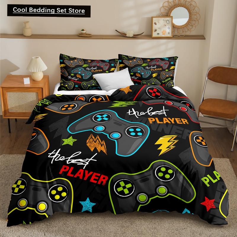 Boys Gamer Bedding Set Cartoon Game Luxury Duvet Cover King Queen Double Comforter Cover Gaming 2/3pcs Polyester Quilt Cover