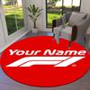 F1 Gear Custom Name Round Area Rug Carpet Rug For Living Room Bedroom Sofa Playroom Decor Nonslip Floor Mat