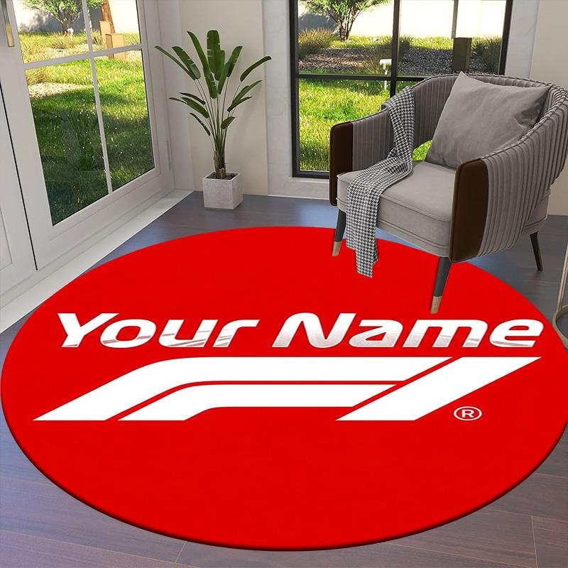 F1 Gear Custom Name Round Area Rug Carpet Rug For Living Room Bedroom Sofa Playroom Decor Nonslip Floor Mat