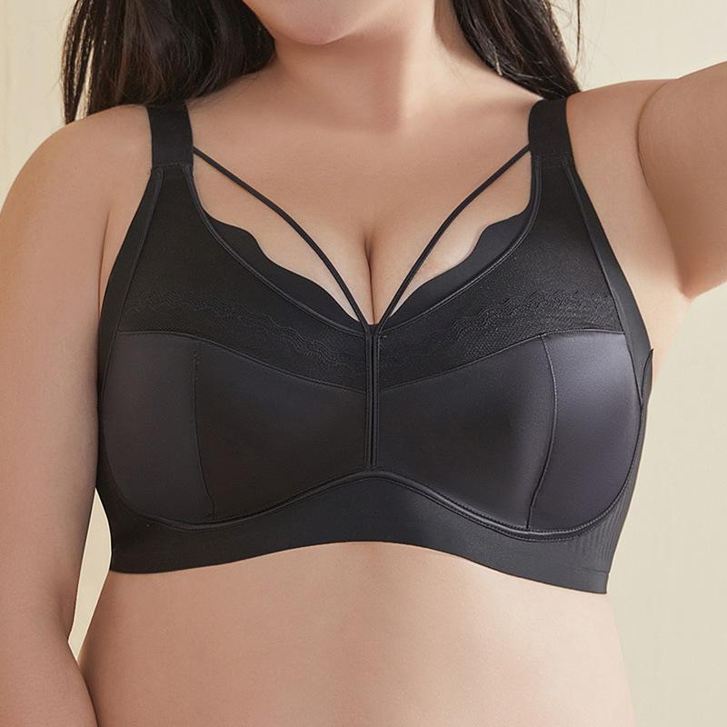Seamless Large-chested Minimizing Bra with Wide Shoulder Straps Anti-sagging and Lace Stitching for Large Sizes