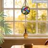 2D Flat, 1pc Morning Glory Round 7.87in Glass Suncatcher, Multicolor Morning Glory Floral Print Window Hanging Ornament, Climbing Flower Home Decor