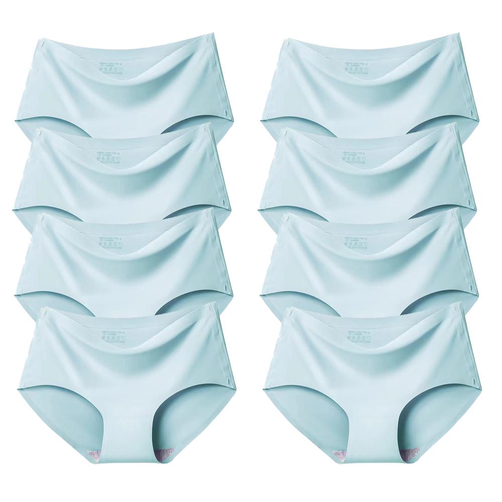 Chiloți de damă Chiloți fără cusături uni Mărimi mari Chiloți confortabili Lenjerie din satin de mătase Lenjerie de corp sănătoasă 8 buc/set